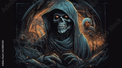 A hauntingly poetic scene capturing the essence of the grim reaper