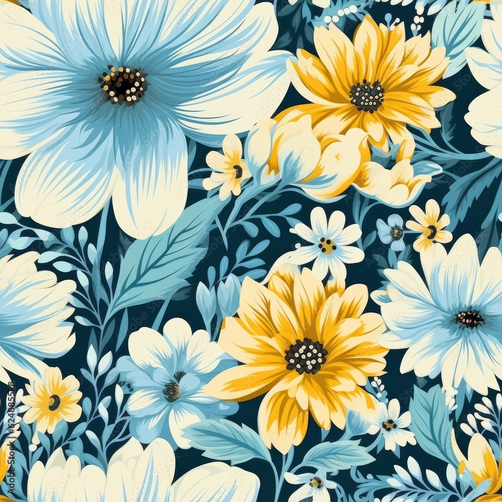 Flowers seamless pattern, generative ai Flowers seamless pattern, generative ai