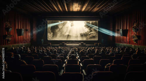 Empty cinema screen with audience.