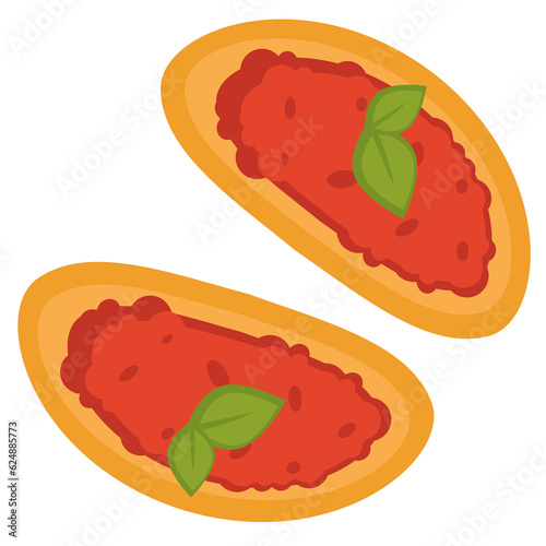 Toast bread with caviar or tomato sauce with basil