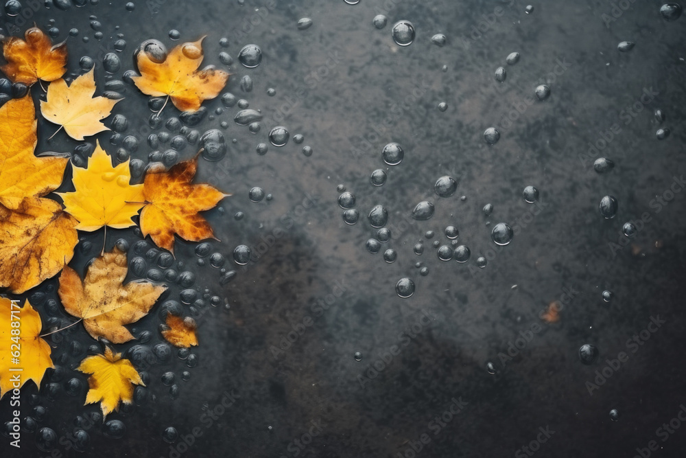 Yellow leaves on water surface with space for text. Yellow leaves on water surface with space for text.