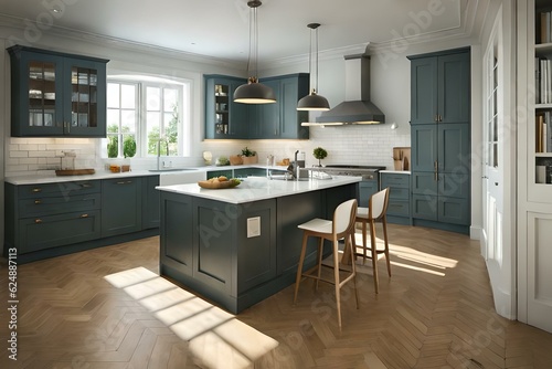 bathroom interior, modern kitchen interior with fireplace