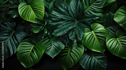 close up tropical green leaf nature background