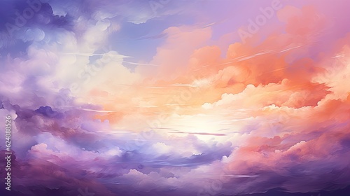 abstract watercolor background with orange sky