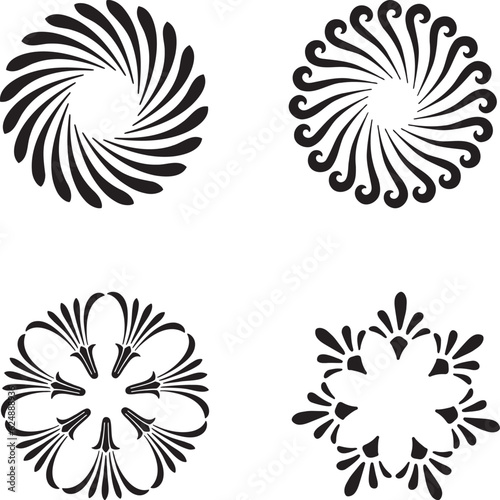 Simple vector mandala floral elements 