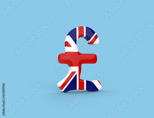 3D illustration of pound sterling symbol