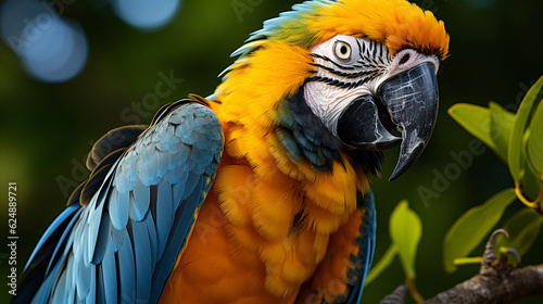 blue and yellow Macaw parrot ( Ara ararauna ) arara-canindé. Colombian species. South America. Latin America. photo