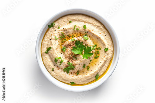 Baba ghanouj on a marble background. generative ai photo