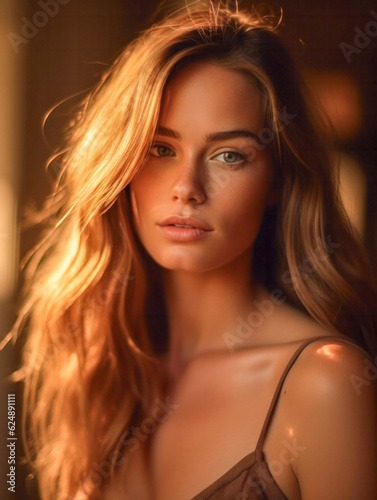 Obraz na płótnie Portrait einer jungen blonden attraktiven Frau, Generative AI w salonie