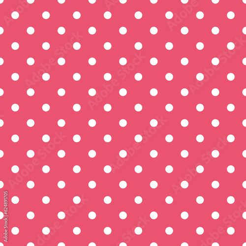Seamless vector pattern with white polka dots on a pastel pink background. For desktop wallpaper, kids website design, cards, invitations, wedding or baby shower albums, backgrounds