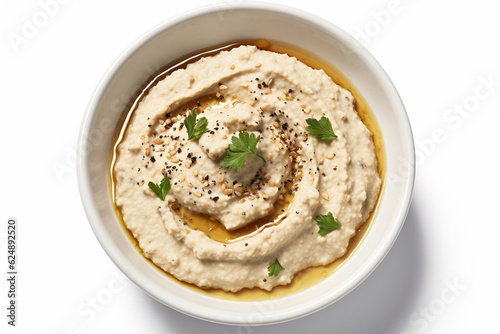 Baba ghanouj on a marble background. generative ai