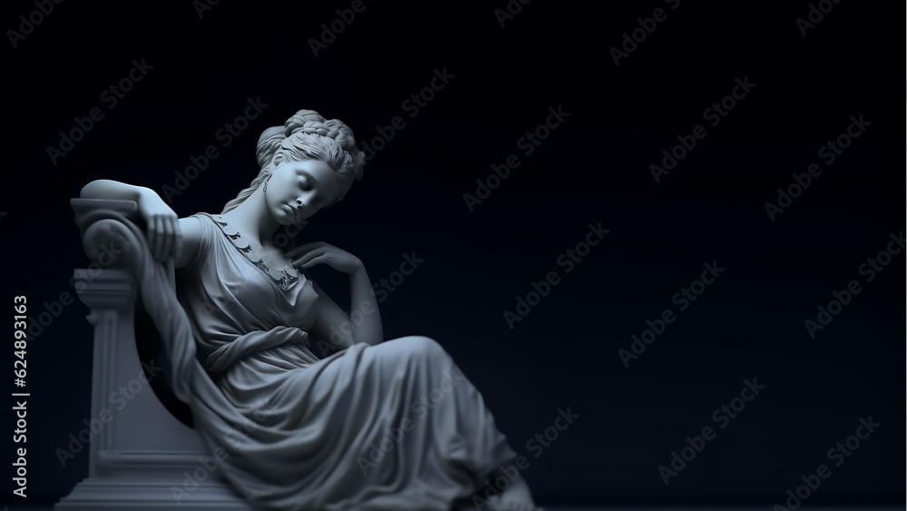 Female Contemplation Greek Statue, Minimalist Digital Concept Render Female Contemplation Greek Statue, Minimalist Digital Concept Render