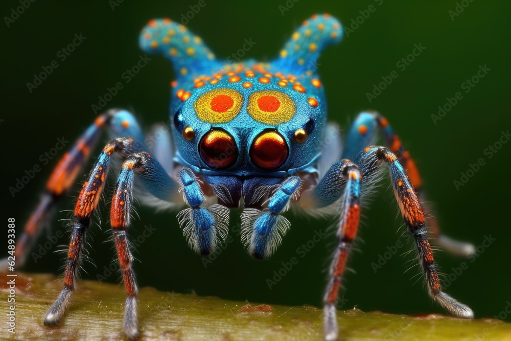 Fototapeta premium peacock spider performing dance display, created with generative ai