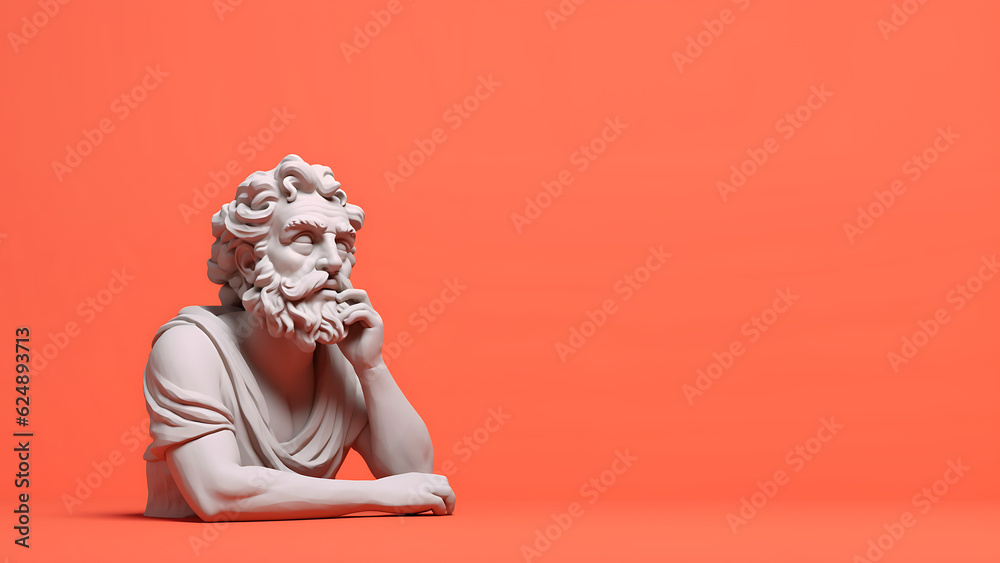 Greek Stoic Philosopher Statue, Contemplation Modern Minimalist Digital Concept Render Greek Stoic Philosopher Statue, Contemplation Modern Minimalist Digital Concept Render