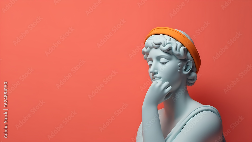 Female Contemplation Greek Statue, Modern Minimalist Digital Concept Render Female Contemplation Greek Statue, Modern Minimalist Digital Concept Render