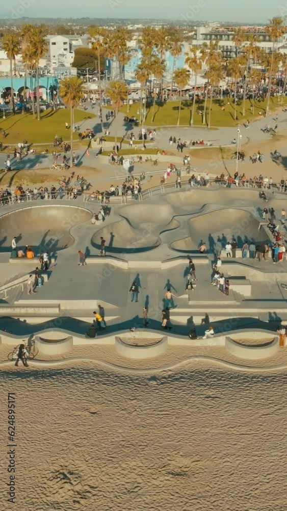 Venice Beach Skate Park. Los Angeles. California. Drone view of the ...