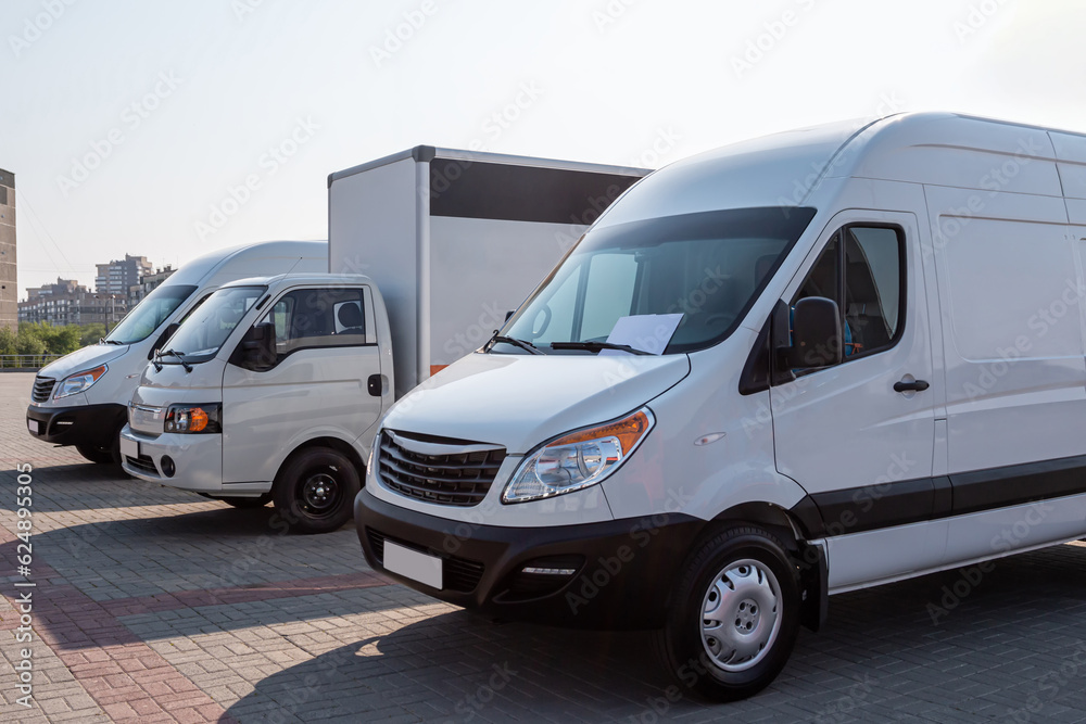 Vans and trucks at the transport exhibition Vans and trucks at the transport exhibition