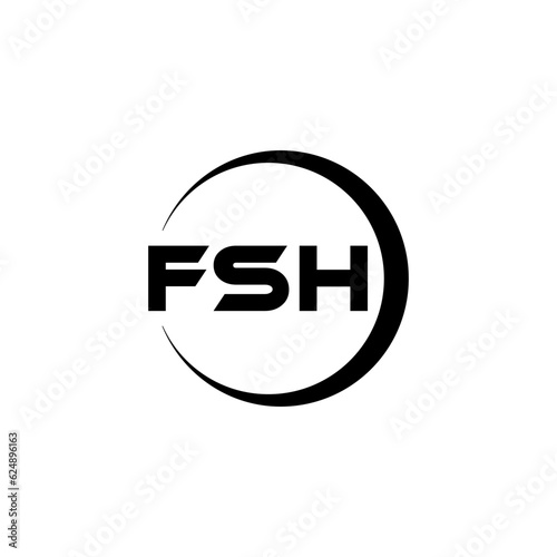 FSH letter logo design with white background in illustrator, cube logo, vector logo, modern alphabet font overlap style. calligraphy designs for logo, Poster, Invitation, etc. © Mamunur