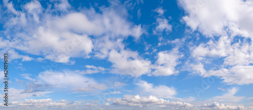 blue sky background with tiny clouds panorama