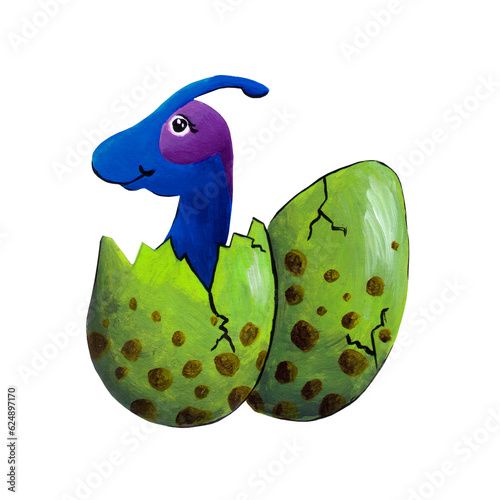 Hand painted Dinosaur Set. Colorful design. Isolated items, without background.	 photo