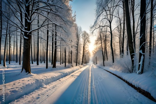 winter road in the morning