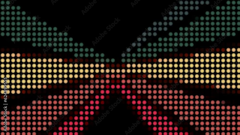 retro 60s 70s animation in modern digital style with small dots or circle shapes glowing in black background. Seamless pattern