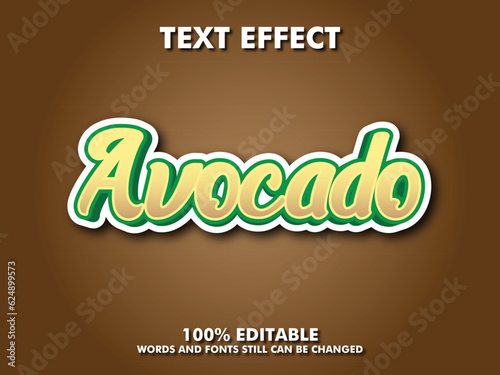 Editable text style effect - Avocado  text style theme, fruit, and natural text style