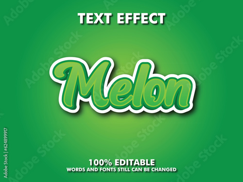 Editable text style effect - green melon text style theme, fruit and natural text style