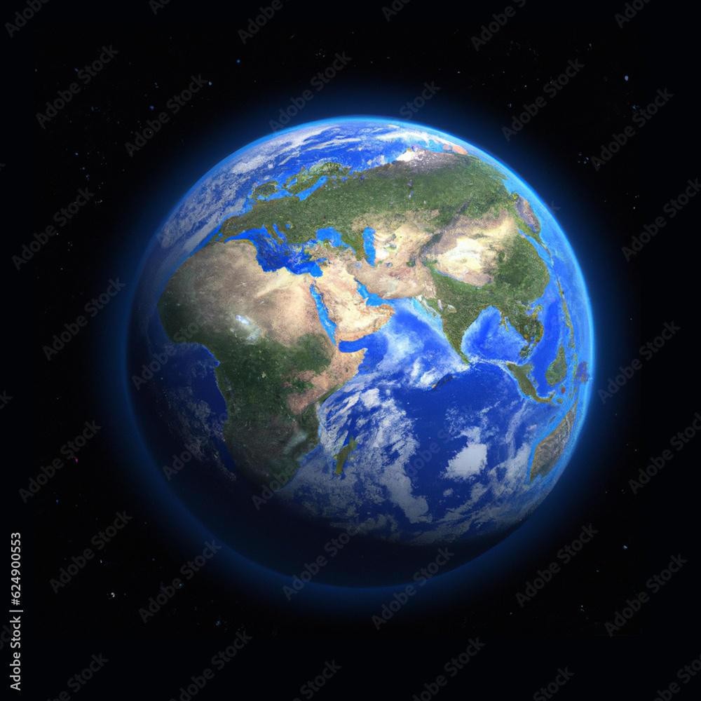 Earth in space, planet earth from the space at night . 3d rendering
