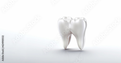 Banner with white tooth on a white background closeup isolated on white background.Healthy teeth concept.Generated by AI