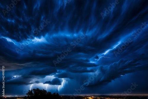 scene with black and blue heavy clouds generated by AI tool
