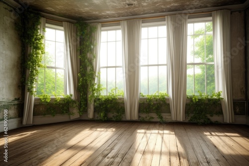 empty room with a large window and natural light  created with generative ai