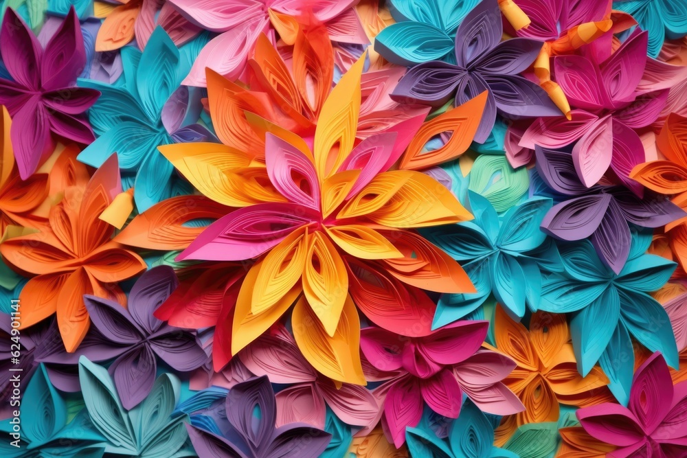 abstract paper flower explosion in vibrant colors, created with generative ai abstract paper flower explosion in vibrant colors, created with generative ai