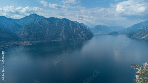 Fototapeta Naklejka Na Ścianę i Meble -  Lago de Garda. Drone areal view. Mountains and lake nature view.