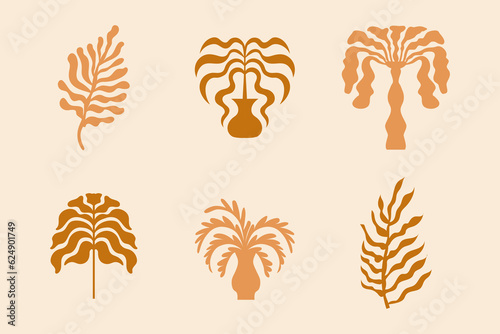 Vector logo and print design templates, summer palms, tropical hand drawn illustrations, tropical surfing concept, vacation and travel, palm trees and hippie boho elements