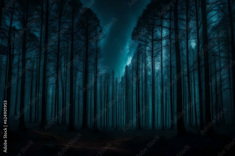 Dark forest background generated by AI tool