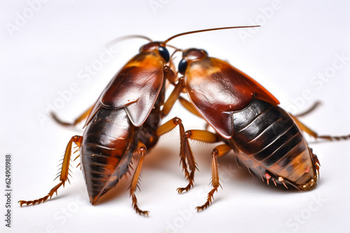 Two Giant Cockroaches on a White Background