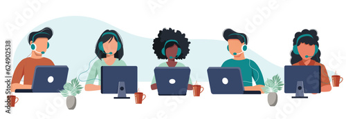 Live support concept. Business customer care service concept. Icon for contact us, support, help, phone call and website click. Flat vector illustration.