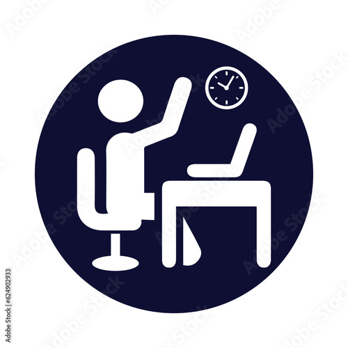 man, waiting, clock, table, laptop, worker waiting icon