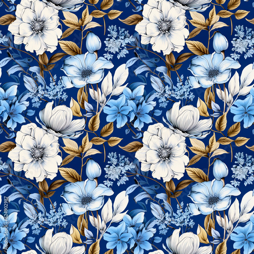 vintage background, floral seamless pattern. illustration, AI generation.