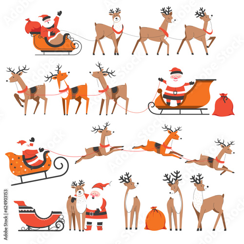 Santa Claus and reindeers on Christmas holidays