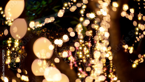 Beautiful multicolor bokeh of celebration light, Christmas or new year lighting