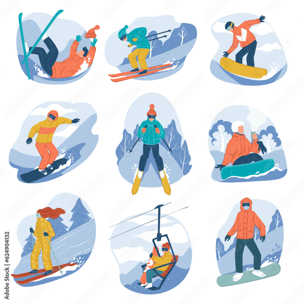 Extreme winter sports and activities in wintertime Extreme winter sports and activities in wintertime