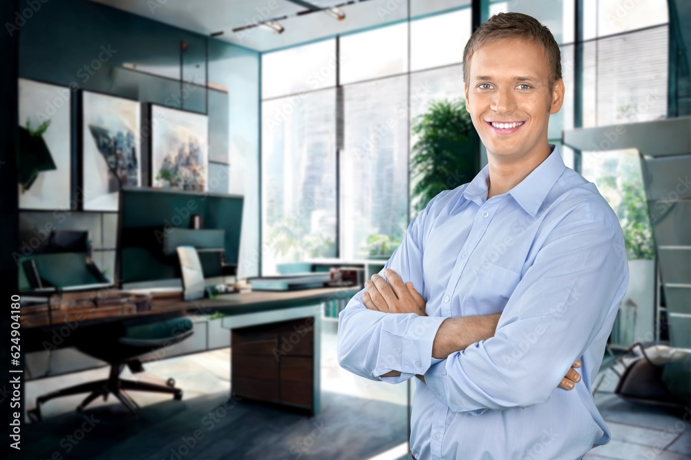 Portrait of smiling businessman in a corporate office Portrait of smiling businessman in a corporate office