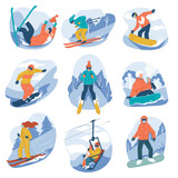 Extreme winter sports and activities in wintertime