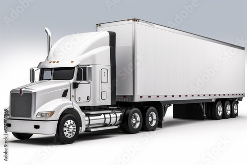 white semi truck with a blank trailer for customization, created with generative ai