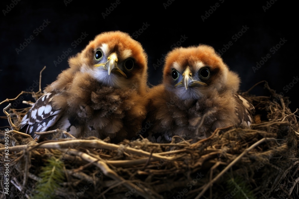 chicks in nest, wide-eyed and eager for food, created with generative ai chicks in nest, wide-eyed and eager for food, created with generative ai
