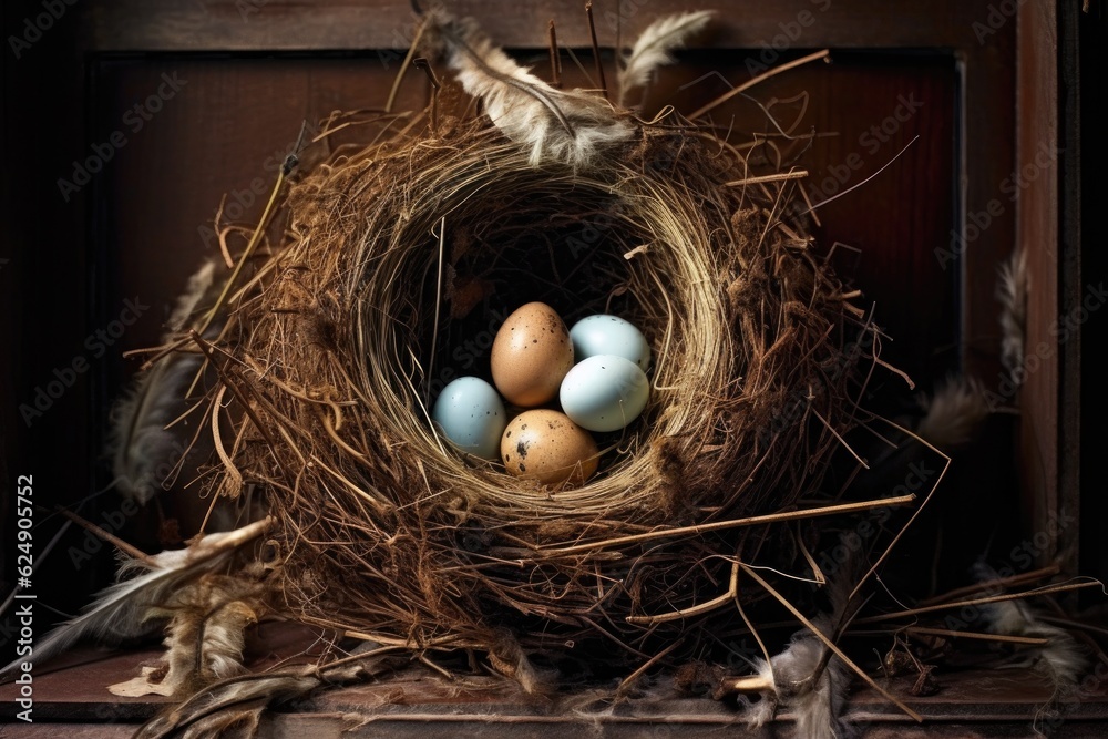 bird nest in a vent with eggs inside, created with generative ai bird nest in a vent with eggs inside, created with generative ai
