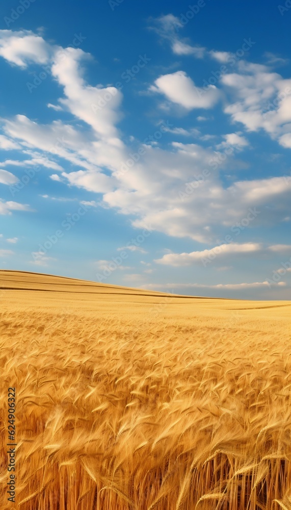 Rolling Hills of Wheat Background. Generative ai