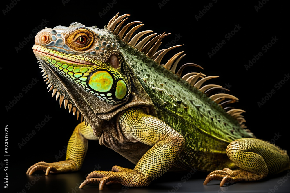 Fototapeta premium Beautiful iguana on a light background. Generative AI